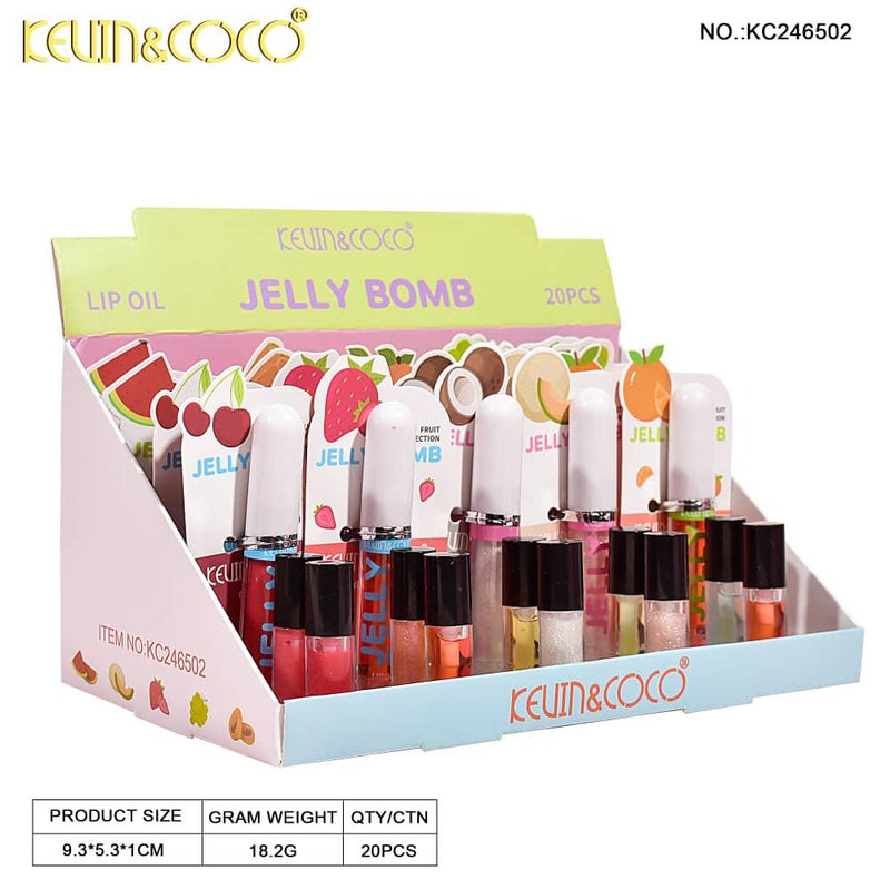 Load image into Gallery viewer, Lips- Kevin&amp;Coco Jelly Bomb Lip Oil KC246502 (20pc display,$1.20 each)
