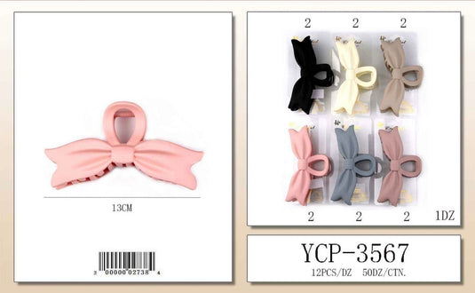Hair-Bow Shape Jaw Hair Clip YCP-3567 (12pc pack)