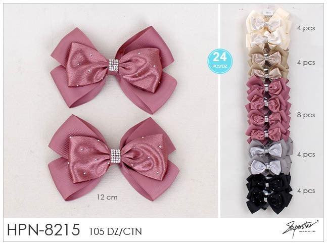 Hair- Mauve Glam bows HPN-8215 (24pc strip)