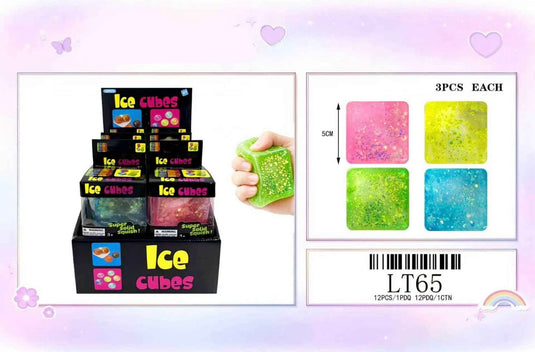 Accessories-Ice Cubes Glitter Squishy Toy LT65 (12pc pack)