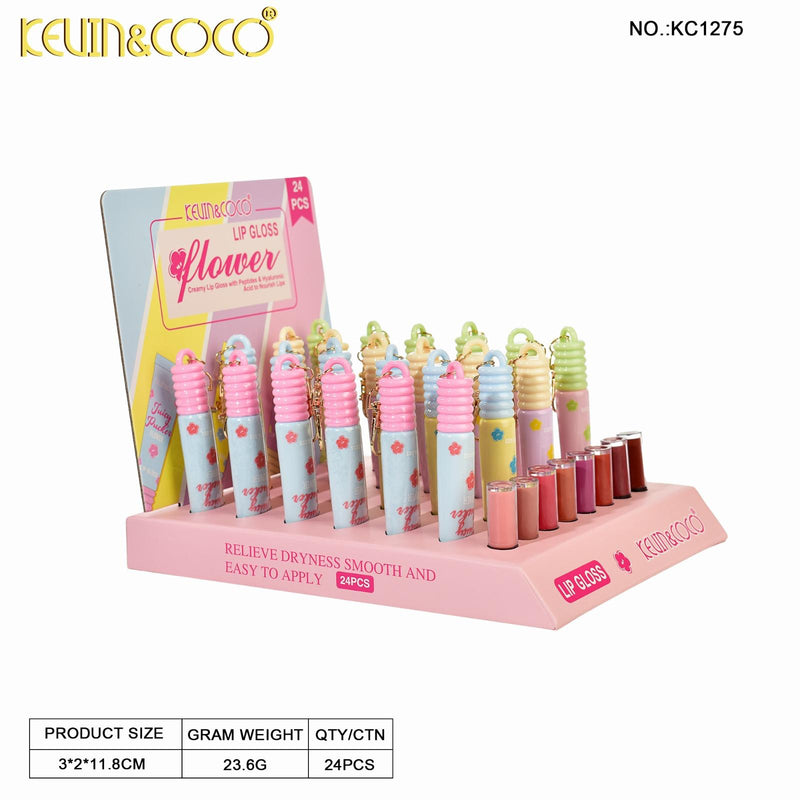 Load image into Gallery viewer, Lips-Kevin&amp;Coco Flower Lip Gloss KC1275 ($1 each, 24pc display)
