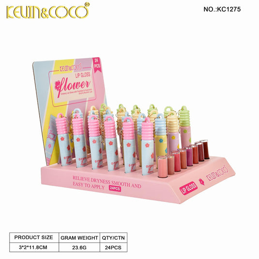 Lips-Kevin&Coco Flower Lip Gloss KC1275 ($1 each, 24pc display)