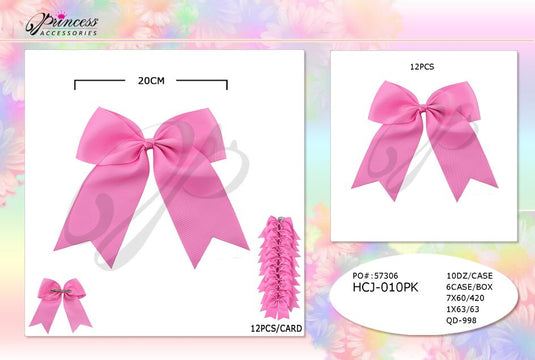 Hair- Pink Hair Bows HCJ-010PK (12pc strip)