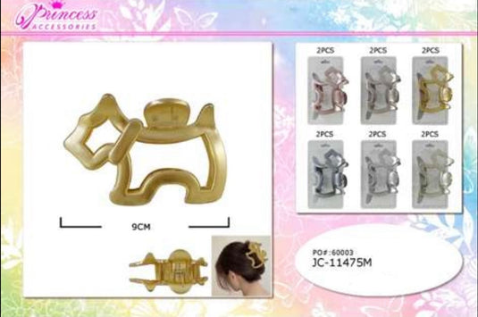 Hair-Dog Shape Jaw Hair Clip JC-11475M (12pc pack)