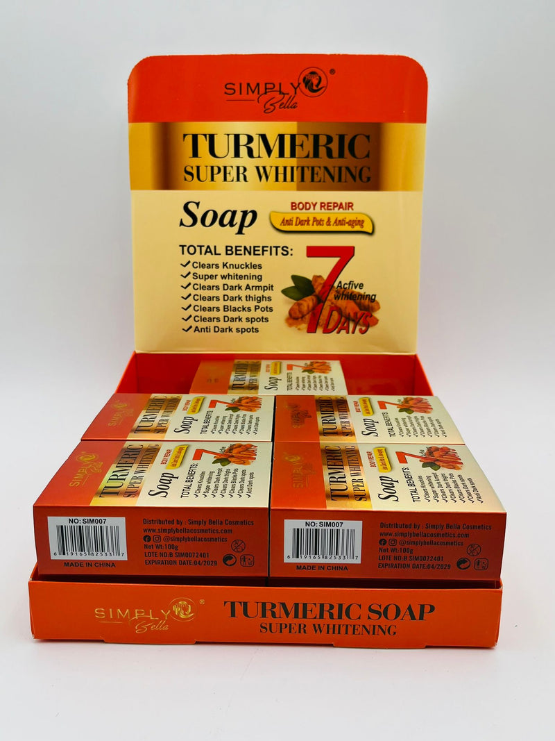 Load image into Gallery viewer, Skincare- Simply Bella Turmeric Super Whitening Soap SIM007 (12pc box, $1.75 each)
