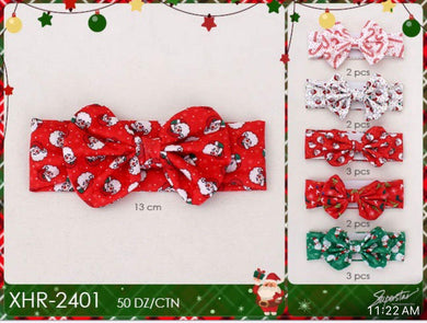 Hair- XMAS  Fabric Bow head band XHR-2401 (12pc pack)