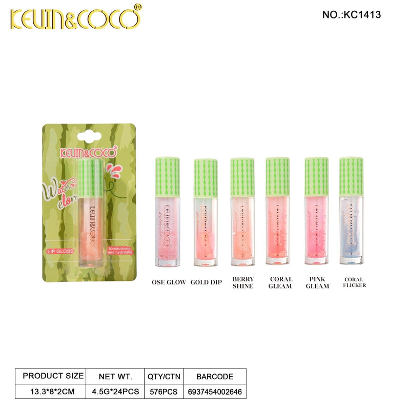 Load image into Gallery viewer, Lips-Kevin&amp;Coco Watermelon Collection Lip Gloss KC1413 ($1 each, 24pc Display)

