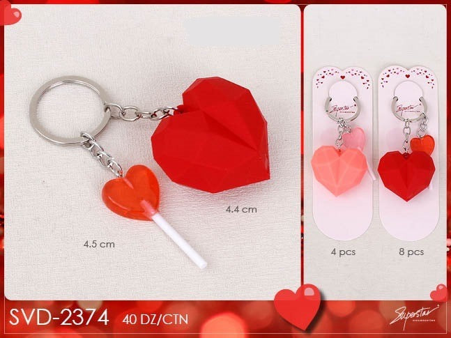 Accessories- Valentine Lollipop Heart + Heart keychain SVD-2374 (12pc pack)