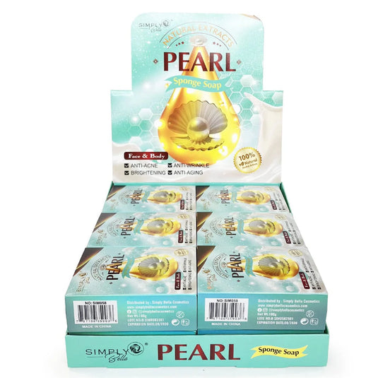 Skincare-Simply Bella Neutral Extract Pearl Sponge Soap SIM058 ($2 each, 12pc display)