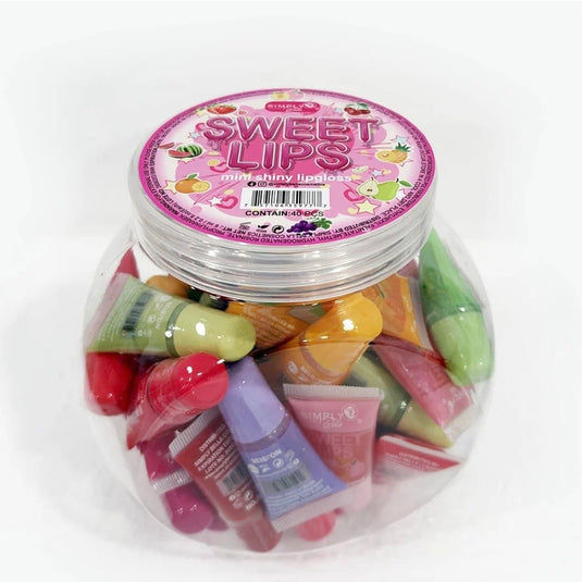 Lips-Simply Bella Mini Shiny Lip Glosses Jar S135 ($0.37 each, 40pc jar)