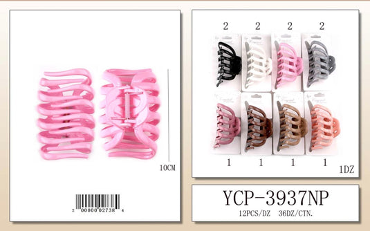 Hair-Open Weave Hair Claw Clip YCP-3937NP (12pc pack)
