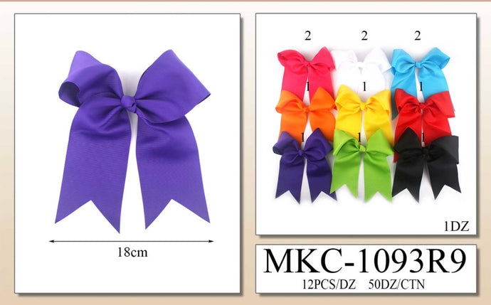 Hair-Extra Large Hair Bow Clip MKC-1093R9 (12pc pack)