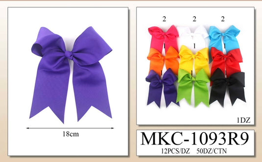 Hair-Extra Large Hair Bow Clip MKC-1093R9 (12pc pack)