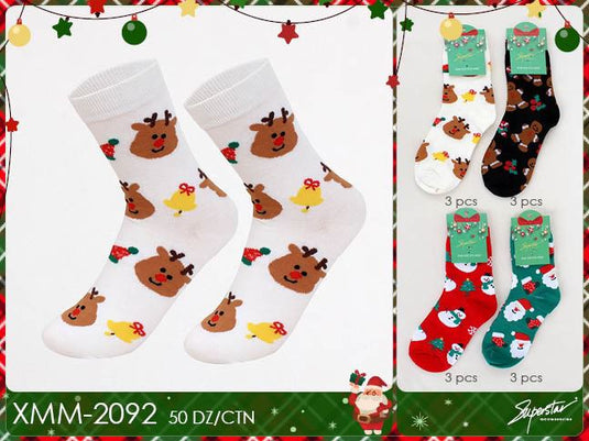 Accessories- Xmas Crew Socks XMM-2092 (12pc pack)