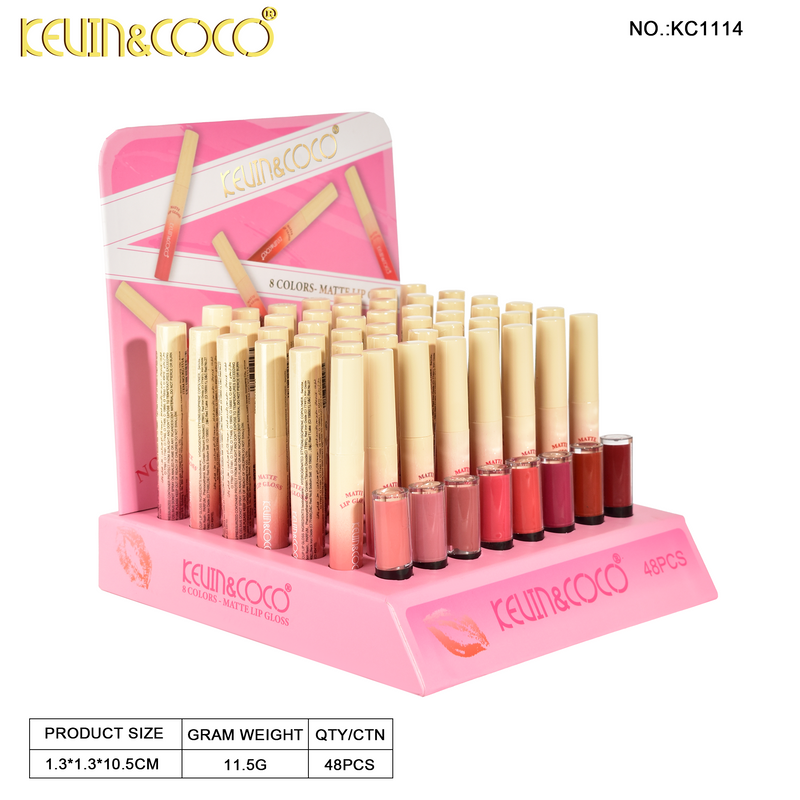 Load image into Gallery viewer, Lips-Kevin&amp;Coco Sweet Persimmon Matte Lip Gloss KC1114 ($0.66 each, 48pc display)
