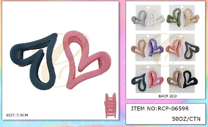 Hair-Heart Hair Clip RCP-0659R (12pcs pack)