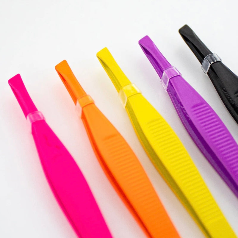 Load image into Gallery viewer, Eyebrow-Adoro Slant Tip Tweezer Assorted Colors No.1095/01 (60pc Jar)
