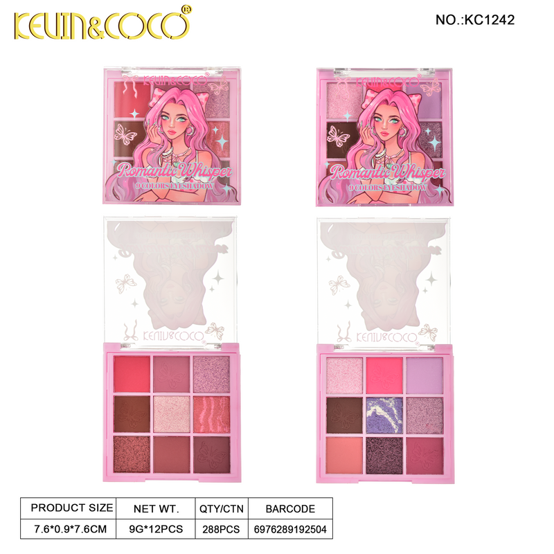 Load image into Gallery viewer, Eyes-Kevin&amp;Coco Romantic Whisper 9 Colors Eyeshadow Palette KC1242 ($1.25 each, 12pc Display)
