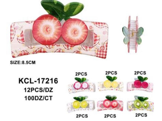 Hair-Fruits Jaw Hair Clip KCL-17216 (12pc pack)
