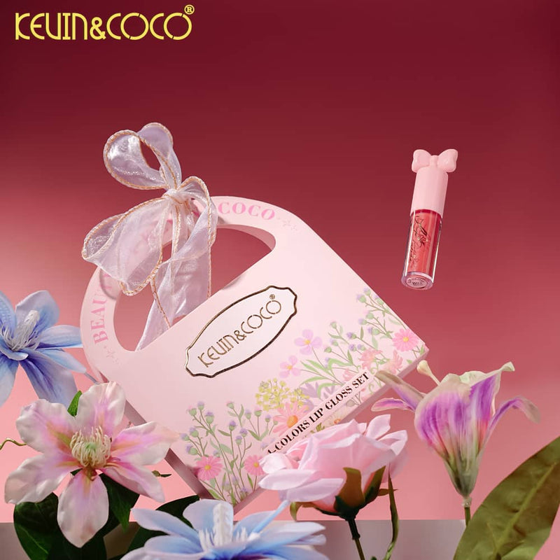 Load image into Gallery viewer, Lips-Kevin&amp;Coco Ribbon 4 Colors Lip Gloss Set KC1586 ($3 each, 6pc display)
