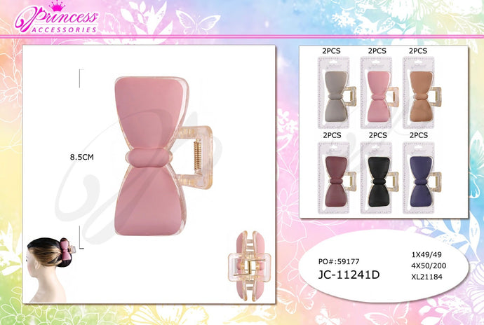Hair-Bow Shape Jaw Hair Clip JC-11241D (12pc pack)