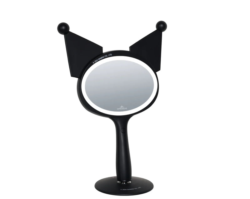 Load image into Gallery viewer, Novelties- Impressions Kuromi LED Handheld Makeup Mirror with Standing Base IVMM-KULV203-BLK (1pc)
