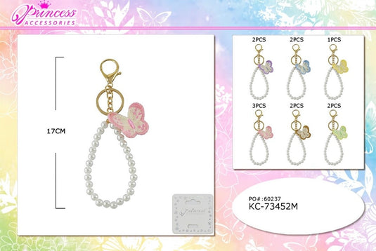 Accessories-Butterfly Beaded Keychain KC-73452M (12pc pack)
