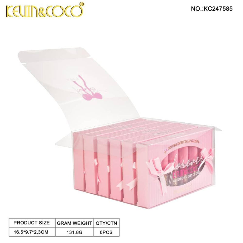 Load image into Gallery viewer, Lips-Kevin&amp;Coco 6 Colors Bow Lip Gloss KC247585 ($3 each, 6pc display)
