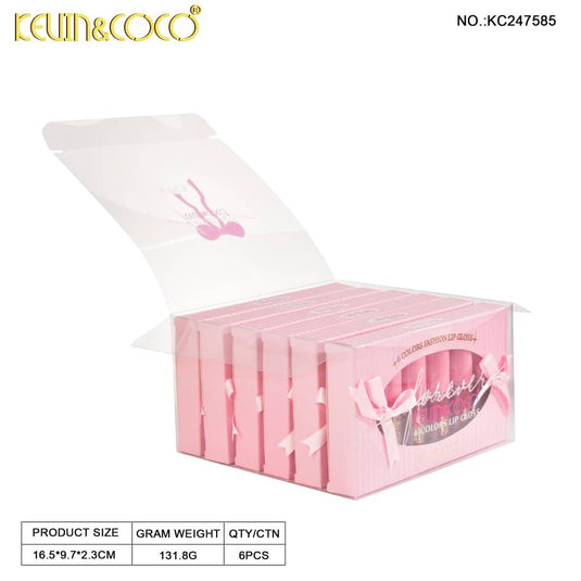 Lips-Kevin&Coco 6 Colors Bow Lip Gloss KC247585 ($3 each, 6pc display)