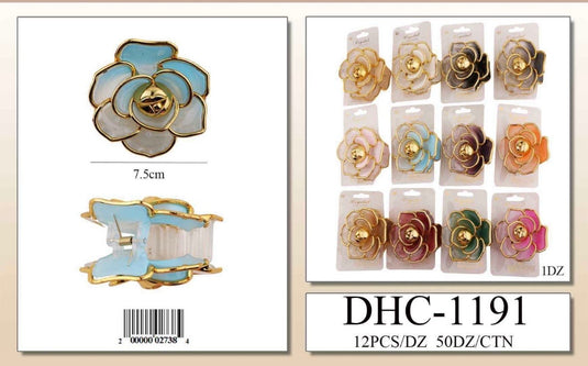 Hair-Pastel Colors Rose Jaw Hair Clip DHC-1191 (12pc pack)