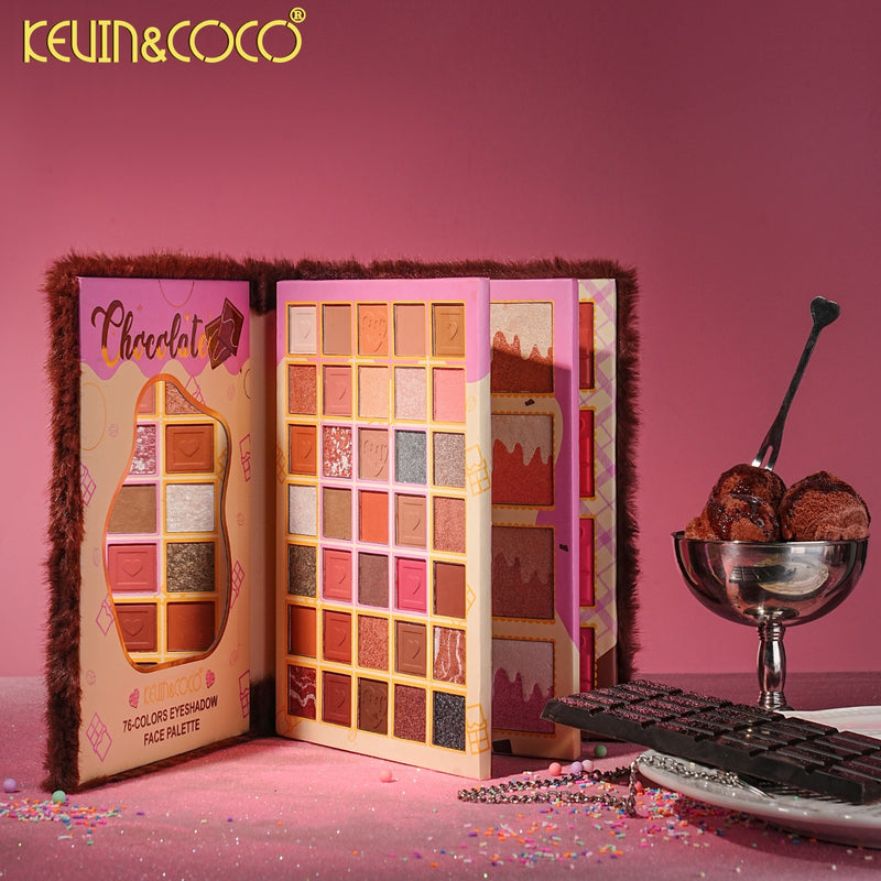 Load image into Gallery viewer, Face-Kevin&amp;Coco Chocolate Fuzzy Eyeshadow Face Palette KC1402 ($12.50 each, 6pc bundle)
