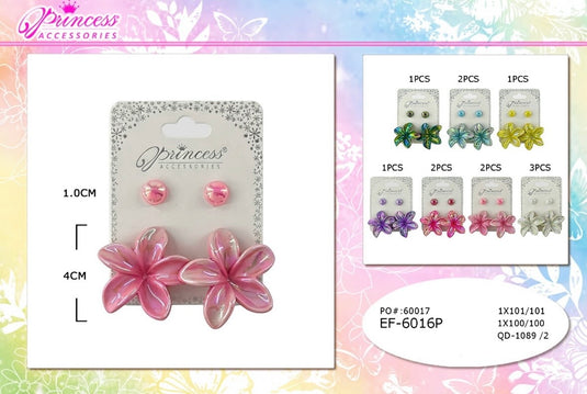 Jewelry-Flower Stud Earrings Set EF-6016P (12pc pack)
