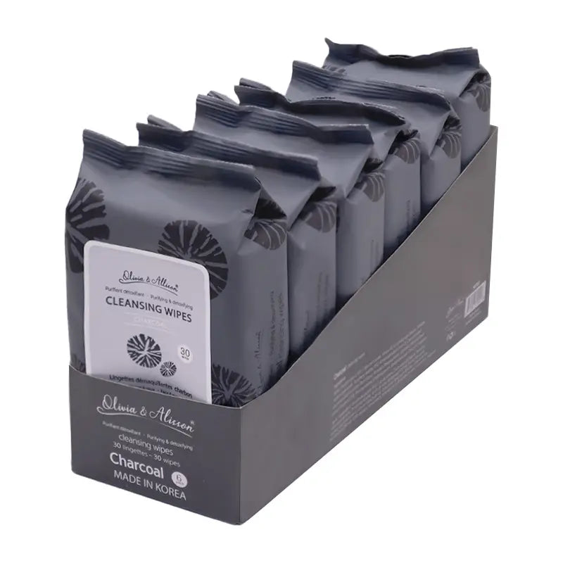 Load image into Gallery viewer, Skincare-She Makeup Charcoal Cleansing Wipes MIT005 ($1.08 each, 6pc Bundle)
