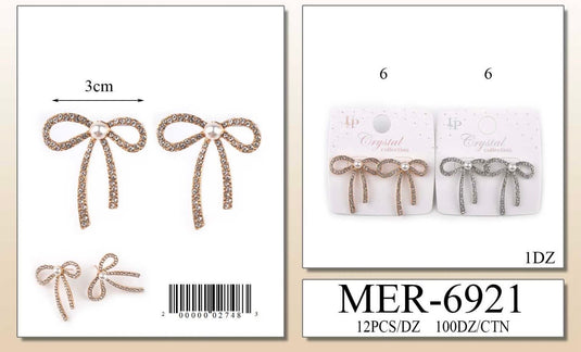 Jewelry- Sparkle Bow Earrings MER-6921 (12pc pack)