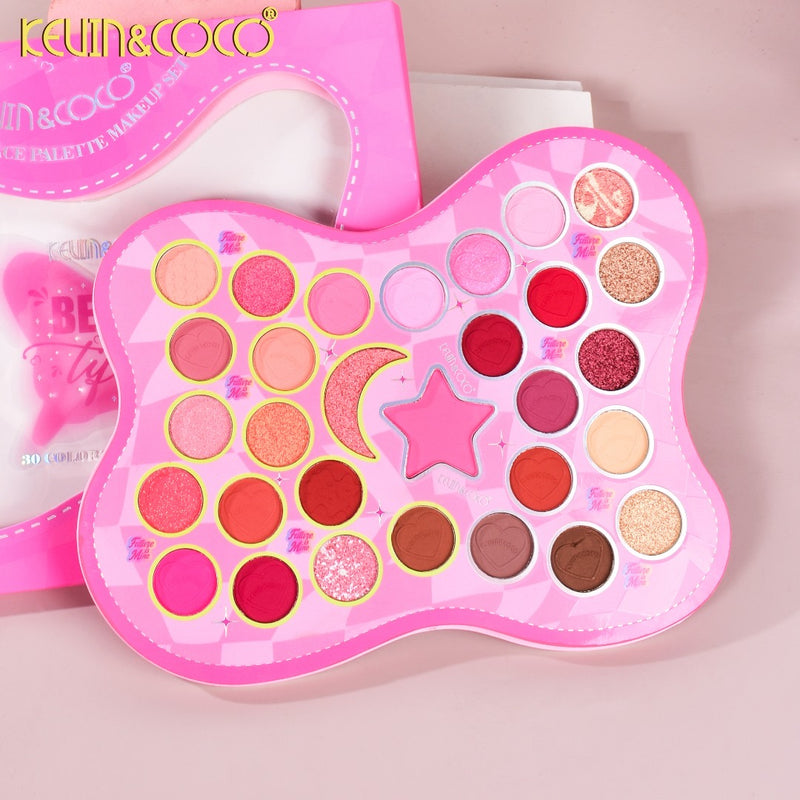 Load image into Gallery viewer, Eyes- Kevin&amp;Coco BeYouTiful 30 colors Eyeshadow Palette PINK KC244089 (4pc bundle, $4.50 each)
