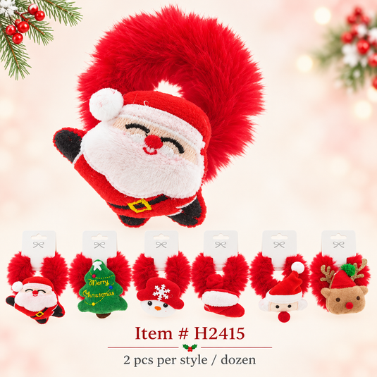 Hair-Plush Christmas Scrunchies H2415 (12pc pack)