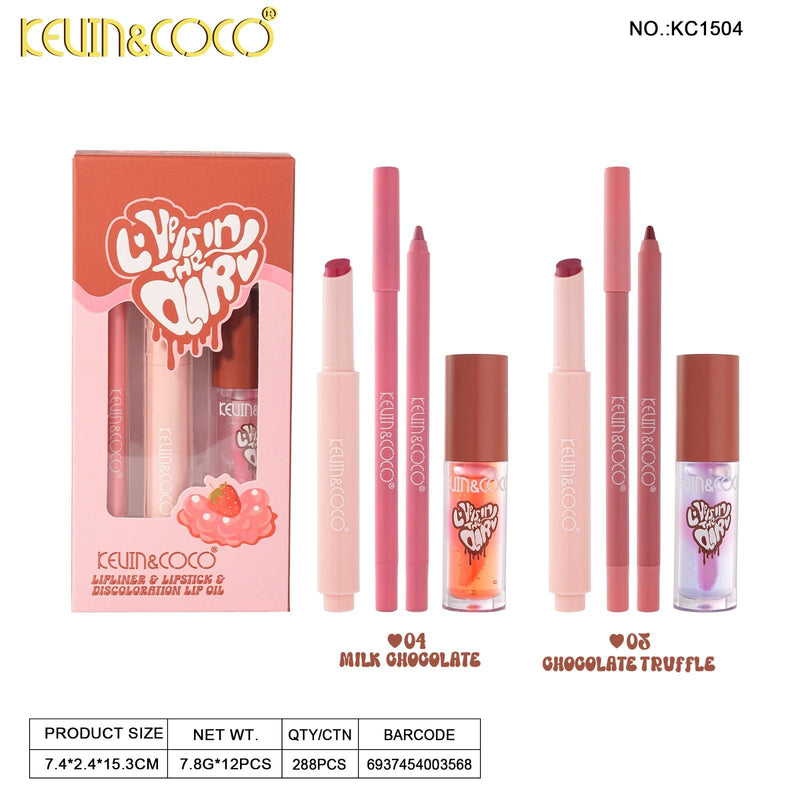 Load image into Gallery viewer, Lips-Kevin&amp;Coco Love Is In The Air  Lip Kit Set KC1504 ($2.25 each, 12pc display)
