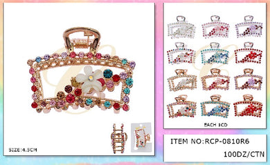 Hair-Metal Flower Hair Clip Silver and Gold RCP-0810R6 (12pc pack)