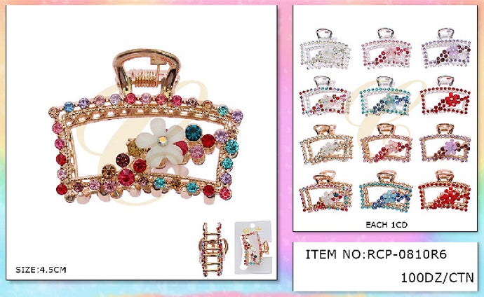 Hair-Metal Flower Hair Clip Silver and Gold RCP-0810R6 (12pc pack)