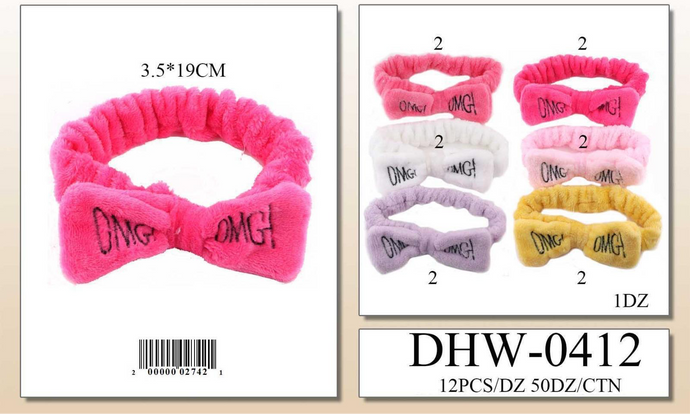 Hair- OMG! Bow Spa headband DHW-0412 (12pc pack)