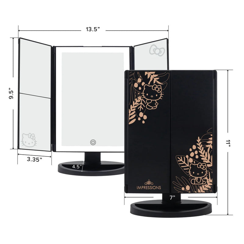 Load image into Gallery viewer, Novelties- Impressions Hello Kitty Trifold LED Tri-Tone Makeup Mirror with Magnification HKTF-ANML-BLK (2pc bundle, $27 each)
