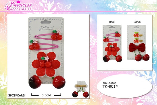 Hair-Cute Cherry Hair Clips TK-901M (12pcs pack)