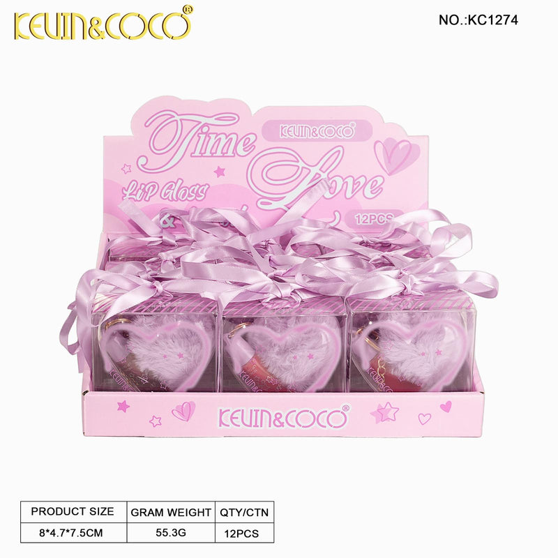 Load image into Gallery viewer, Lips-Kevin&amp;Coco Purple Heart Lip Gloss KC1274 ($2 each, 12pc display)
