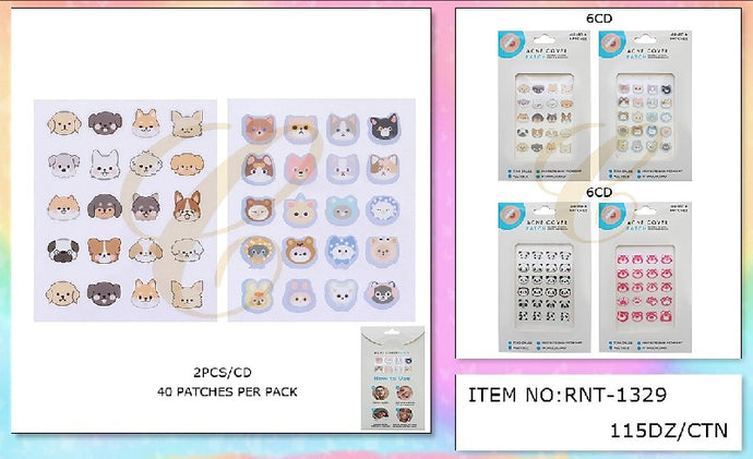 Skincare-Cute Animals Pimple Patches RNT-1329 (12pc pack)