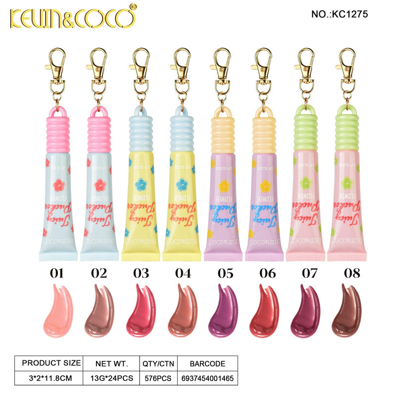 Load image into Gallery viewer, Lips-Kevin&amp;Coco Flower Lip Gloss KC1275 ($1 each, 24pc display)
