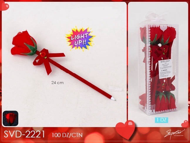 Accessories- Valentine Light Up Rose Pen SVD-2221 (12pc pack)