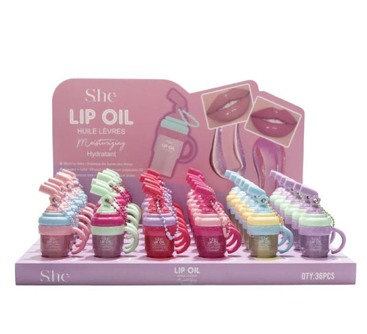 Lips-She MakeupTumbler Lip Oil LO1098 ($1 each, 36pc Display)