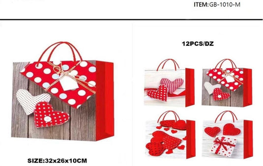 Accessories-Medium Size Valentine’s Day Gift Bags GB-1010-M (12pc pack)