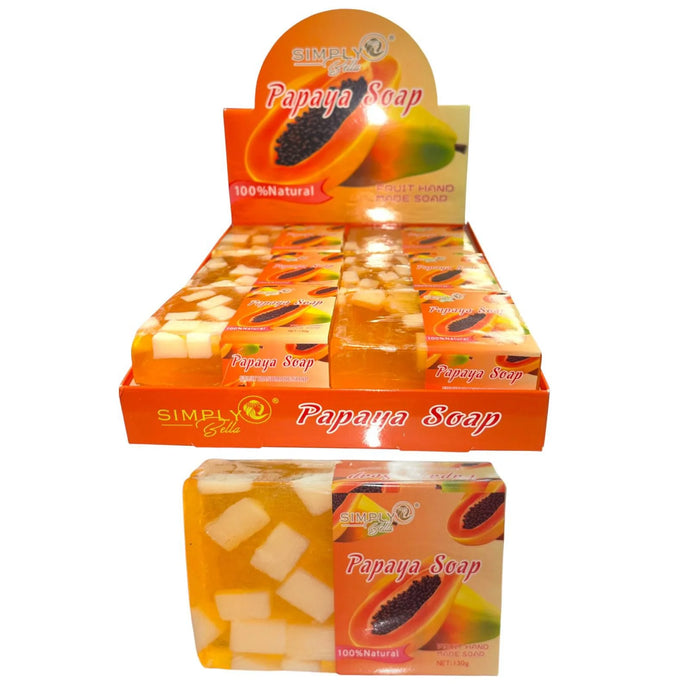Skincare-Simply Bella Papaya Natural Soap SIM042 ($1.75 each, 12pc display)