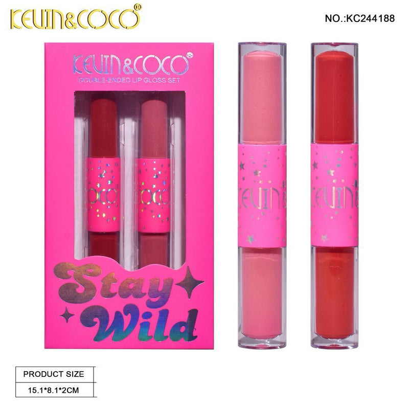 Load image into Gallery viewer, Lips- Kevin and Coco Stay Wild Double Ended Lip Gloss Set KC244188 (12pc bundle, $2.50 each)
